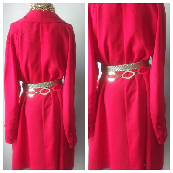 "RED HOT" Sophisticated Vintage Oversized Lag&Look Eyelet CutOut Open Kimono - Picture 8 of 12